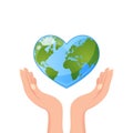 Hands holding Earth in heart shape. Save our planet. World Environment day or Earth day concept Royalty Free Stock Photo